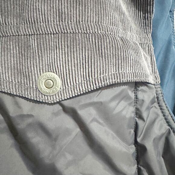 Prana Puffer Vest Men's Size XL Hoffman Corduroy Zip Up Quilted Grey - Picture 2 of 6